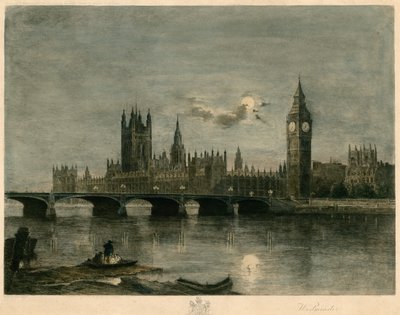Westminster, gece renkli gravür by Lucien Marcelin Gautier