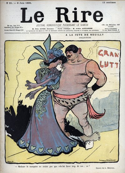 Neuilly şöleninde: bakım - zarif giyimli bir kadın, bir çizim güreşçisi ile Lucien Marie Francois Metivet (1863-1930) tarafından konuşuyor - 8 Haziran kahkahası by Lucien Metivet