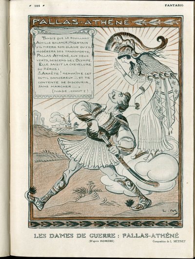 "Fantasio" çizimi, 01/04/15 - Pallas-Athenee savaşının kadını 14-18 (gravür) by Lucien Metivet