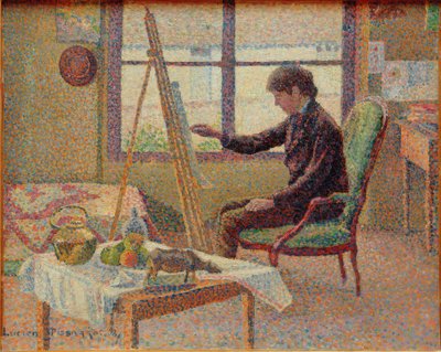 Sanatçının stüdyosu - erkek kardeşin portresi by Lucien Pissarro