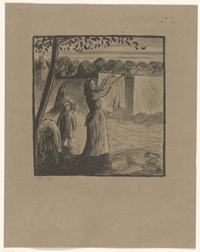 Çamaşırları asmak by Lucien Pissarro