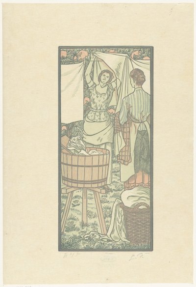 Çamaşırları asmak by Lucien Pissarro