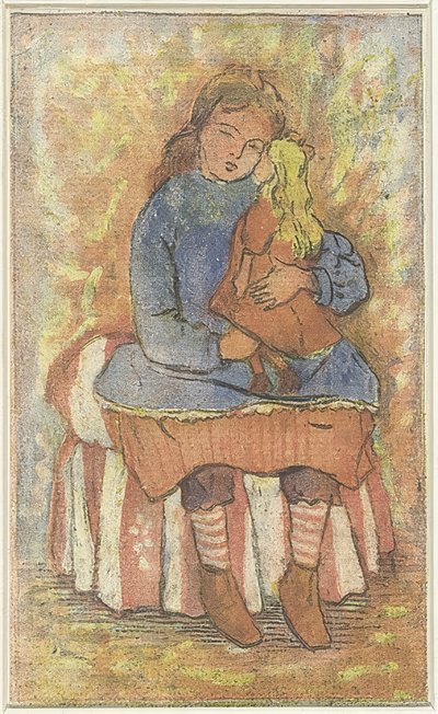 oyuncak bebek ile kız by Lucien Pissarro