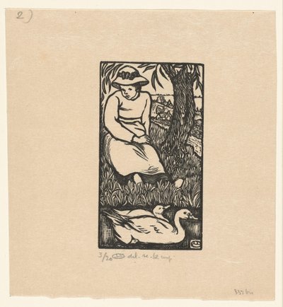 Kız ve iki ördek La Fille au Canards by Lucien Pissarro