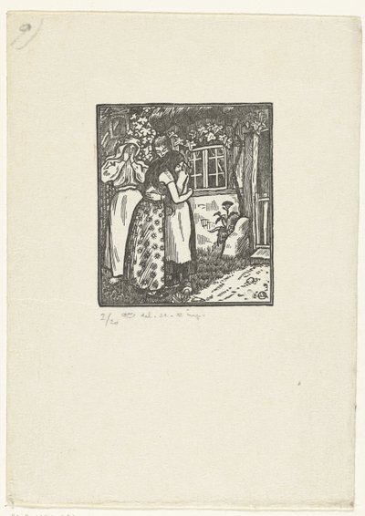 Ruth ve Naomi birbirlerine sarılırlar by Lucien Pissarro