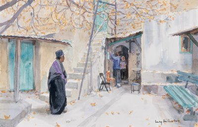 Etiyopyalılar, Kutsal Kabir Kilisesi, Kudüs, 2019 (kağıt üzerinde w/c) by Lucy Willis