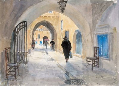 Eve Dönmek, Habad Caddesi, Kudüs, 2019 (kağıt üzerinde w/c) by Lucy Willis