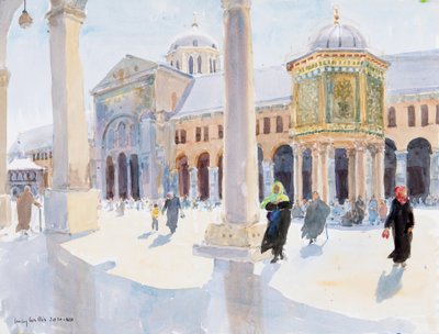 The Great Emevi Camii, Şam, Suriye, 2019 (kağıt üzerinde w/c) by Lucy Willis