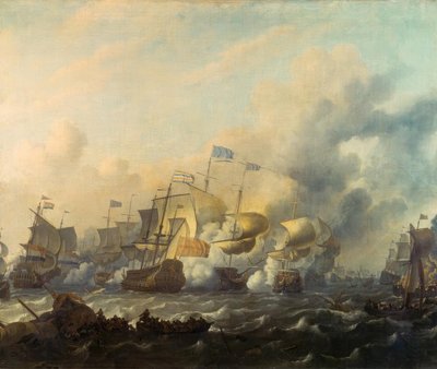 Hollandalılar ve İngilizler arasında bir deniz savaşı by Ludolf Backhuysen