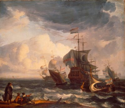 Hollanda savaş gemileri by Ludolf Backhuysen