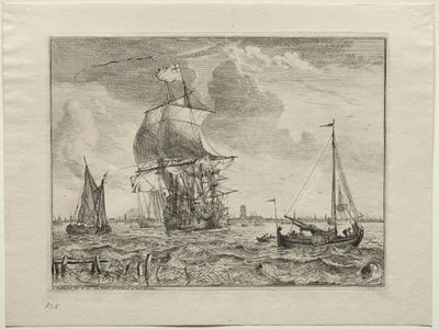 Uzakta Amsterdam ile Deniz Manzarası, 1701. by Ludolf Backhuysen