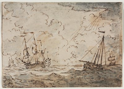 Denizde Gemiler, 17. yüzyıl. by Ludolf Backhuysen