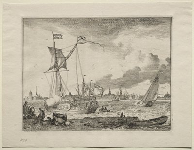 Ön Planda Gemilerle Amsterdam Görünümü, 1701. by Ludolf Backhuysen