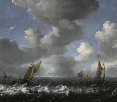 Balıkçı Tekneleri ile Deniz Manzarası by Ludolf Bakhuizen