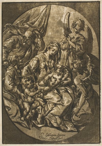 Oval Çerçevede Kutsal Aile by Ludolph Büsinck