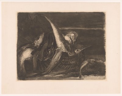 Sahilde sepetlerde balık by Ludovic Napoléon Lepic