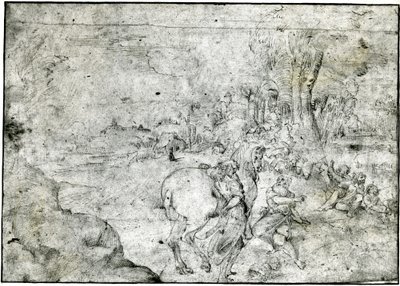 Erminia ve Çobanlar, yaklaşık 1600 (kağıt üzerine kalem ve mürekkep) by Ludovico Carracci