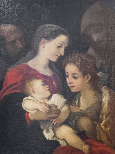 Aziz Francis ve İskenderiyeli Catherine ile Kutsal Aile, c.1589-92 (tuval üzerine yağlı boya) by Ludovico Carracci