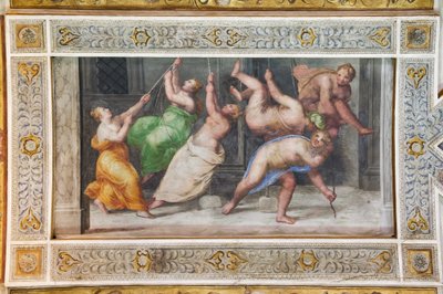 Pyrrichios dansı, Oyun Salonunun tavan detayı (fresk) by Ludovico Settevecchi