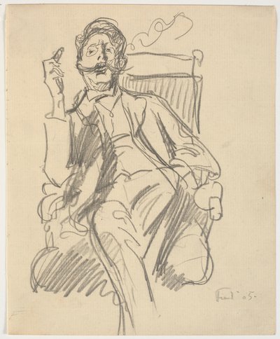 Sanat tarihçisi Carl V. Petersen, oturmuş, puroyla by Ludvig Find