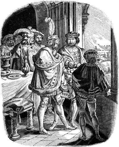 Heidelberg Şatosunda I. Frederick Yemeği 1462 Alman Halkının Tarihinden Örnek E. Duller, 1840 by Ludwig Adrian Richter