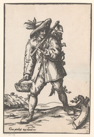 Çapa, sepet ve tavuk ile çiftçi by Ludwig Businck