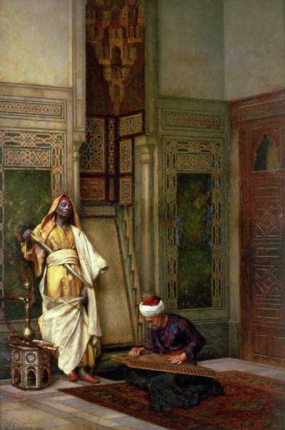 d Bir İç Mekanda Kanun Oyuncusu ile Muhafız by Ludwig Deutsch