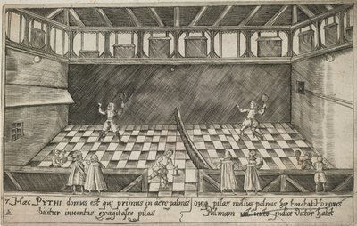 Gerçek tenis oyunu, c.1600 (gravür) by Ludwig Ditzinger