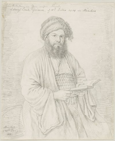 Oryantal kostümlü Karmelit Peder Wolfgang Bock by Ludwig Emil Grimm