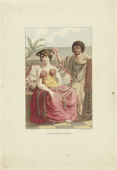 Otaheite Adası (Tahiti) sakinleri Otaheitanen (nesne üzerindeki başlık) by Ludwig Gottlieb Portman