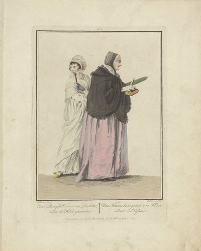 Anne ve kızı kiliseye giderken Eene Burger Vrouw en Daughter; kiliseye gitmek / Une Femme burjuva ve sa Fille, allant à l'Eglise (nesnenin başlığı) by Ludwig Gottlieb Portman