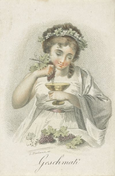 Tatmak Geschmack (nesne üzerindeki başlık) Kadın figürleriyle temsil edilen beş duyu (dizi adı) Die Funf Sinne (dizi adı) by Ludwig Gottlieb Portman
