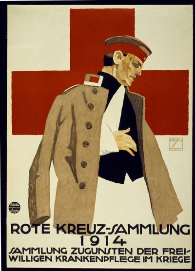 Alman Kızılhaçı için Bağış Toplama Kampanyası, yayın. 1914 (renkli lito) by Ludwig Hohlwein