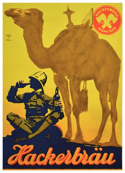 Hackerbrau Beer için poster reklamı, c.1930 (litografi) by Ludwig Hohlwein