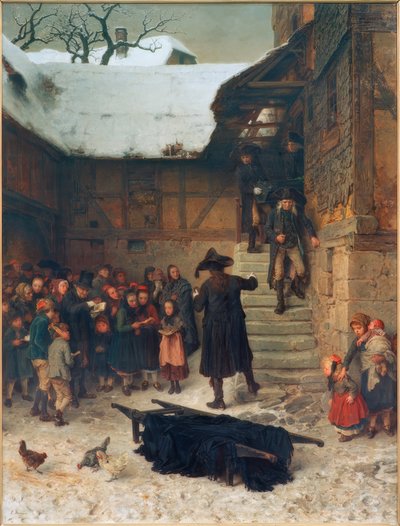 Kışın Hessen cenazesi by Ludwig Knaus