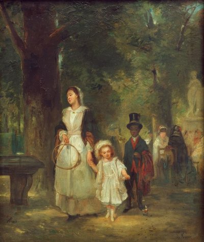 Tuileries Bahçelerinde yürüyün by Ludwig Knaus