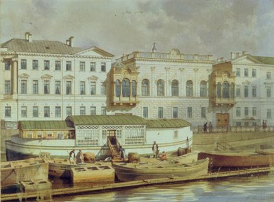 Fontanka nehri üzerindeki Naryshkin Sarayı, 19. yüzyılın ortalarında. by Ludwig Premazzi