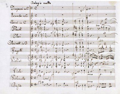 Sheet music page of the Symphony n. 1 in C major by the German composer Ludwig van Beethoven (1770-1827) (1799-1800) Milan Biblioteca del Conservatorio by Ludwig van Beethoven