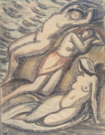 Üç kadın banyo by Ludwig von Hofmann
