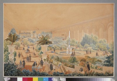 Moskova manejinde çiçek sergisi. Luigi Premazzi (1814-1891), kağıt üzerine suluboya ve guaj çalışması by Luigi Premazzi