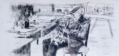 Ressamın portresi, Giovanni Fattori, Luigi Levi (1858-1860 - 1939), çizim by Luigi Levi