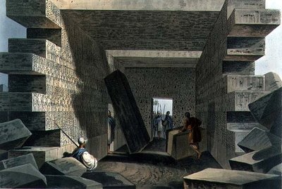 Jüpiter Ammon Tapınağı'nın içi, 'Osmanlı Egemenliklerinde Manzaralar'dan 71 numaralı levha, pub. Robert Bowyer (1758-1834) 1810 (aquatint) tarafından by Luigi (after) Mayer