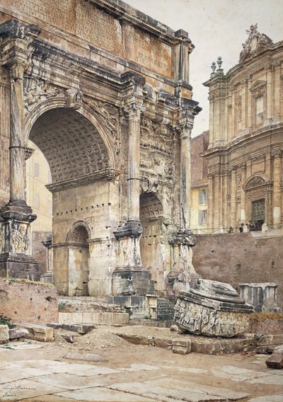 Roma'daki Septimius Severus Kemeri, Luigi Bazzani (1836-1927). Tuval üzerine yağlıboya. by Luigi Bazzani