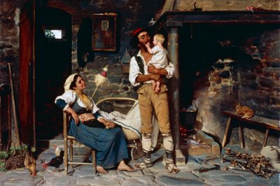 Bir çocuk oyunu (tuval üzerine yağlı boya) by Luigi Bechi