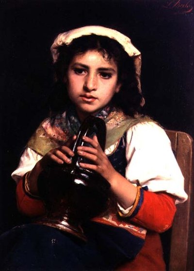 Sürahili Kız (tuval üzerine yağlı boya) by Luigi Bechi