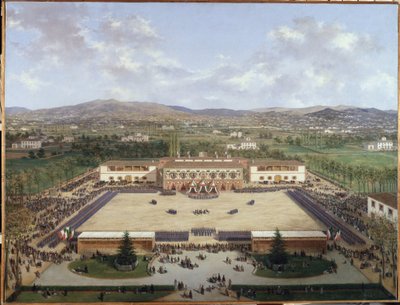 Cascine parkında askeri bir gösteri (tuval üzerine yağlı boya by Luigi Garibbo