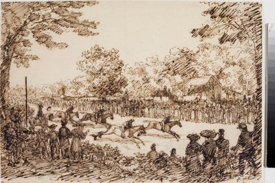At Yarışı (muhtemelen San Giovanni a Florence bayramı) (Mürekkep, c.1825) by Luigi Garibbo