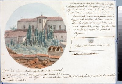 Floransa yakınlarındaki San Salvatore al monte kilisesinin teleskop görüntüsü (Çizim ve Suluboya, yaklaşık 1833) by Luigi Garibbo