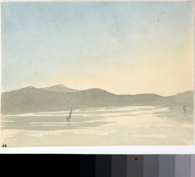 Şafakta bir göl manzarası (Suluboya, c.1825) by Luigi Garibbo