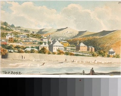 Cenova yakınlarındaki Santa margherita kilisesinin çan kulesi ile Marassi tepesinin manzarası (Suluboya, yaklaşık 1825) by Luigi Garibbo